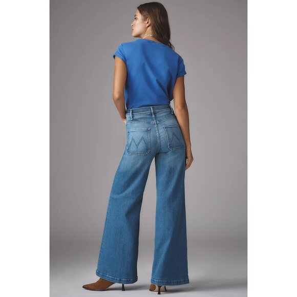 MOTHER The Hustler Roller Patch Pocket Sneak Wide Leg Jeans in Piece By Piece - Picture 2 of 13